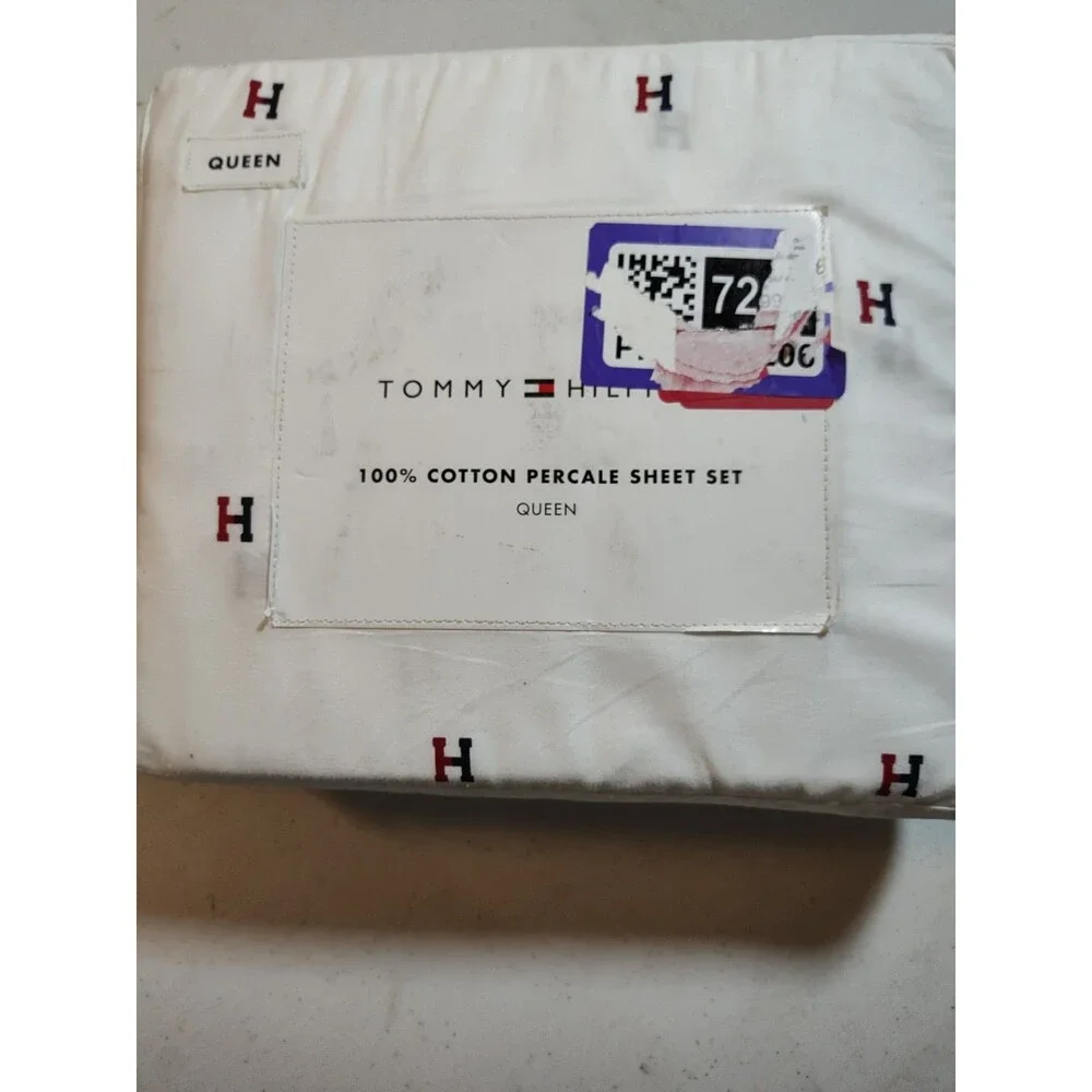 Tommy Hilfiger 100% Cotton Per Kale Sheet Set Size Queen Four Piece